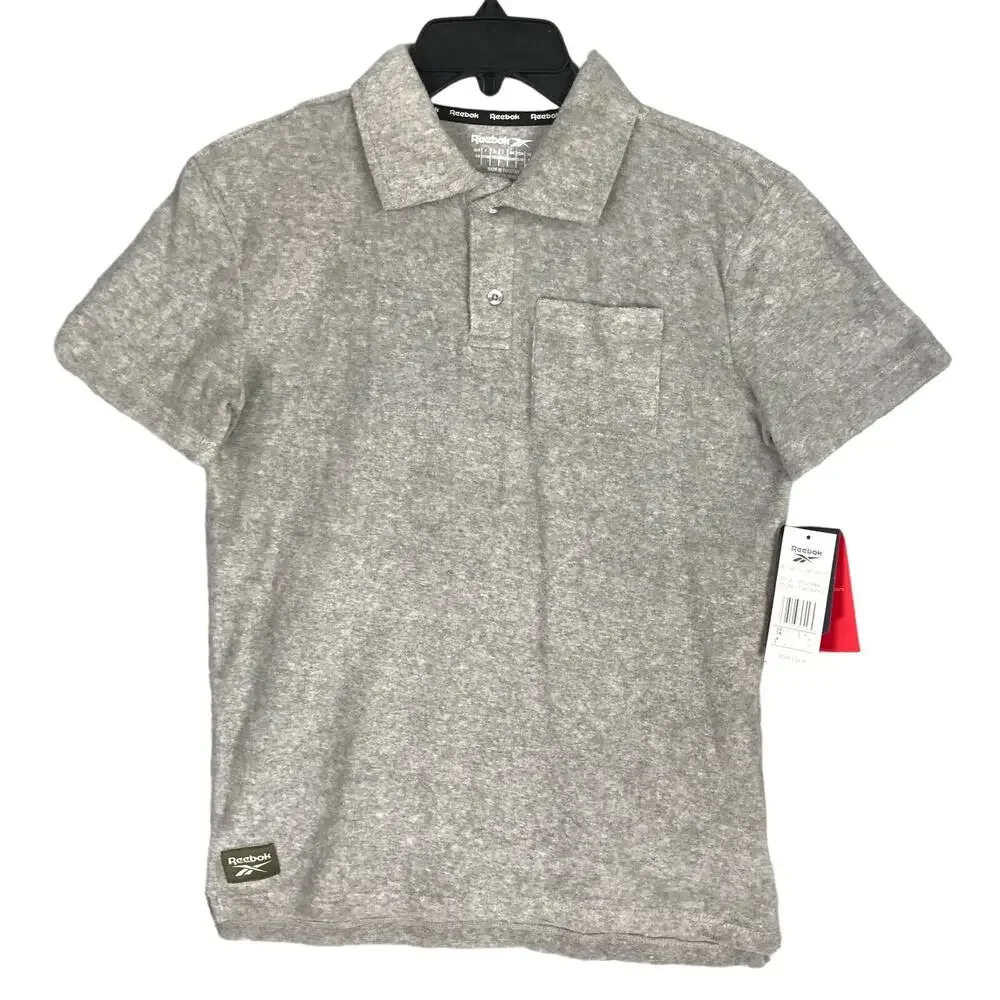 Reebok Shirt Boys Large Polo Terry Cloth Preppy Nautical Youth Golf Tennis Beach
